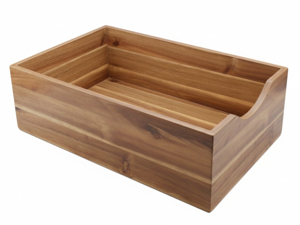 Acacia Wood Rectangular Storage Bin - Versatile & Sustainable Organizer